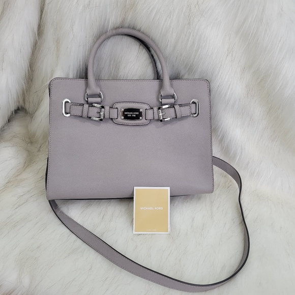 Michael Kors Handbags - Michael Kors Grey Hamilton Saffiano Leather Satchel Purse